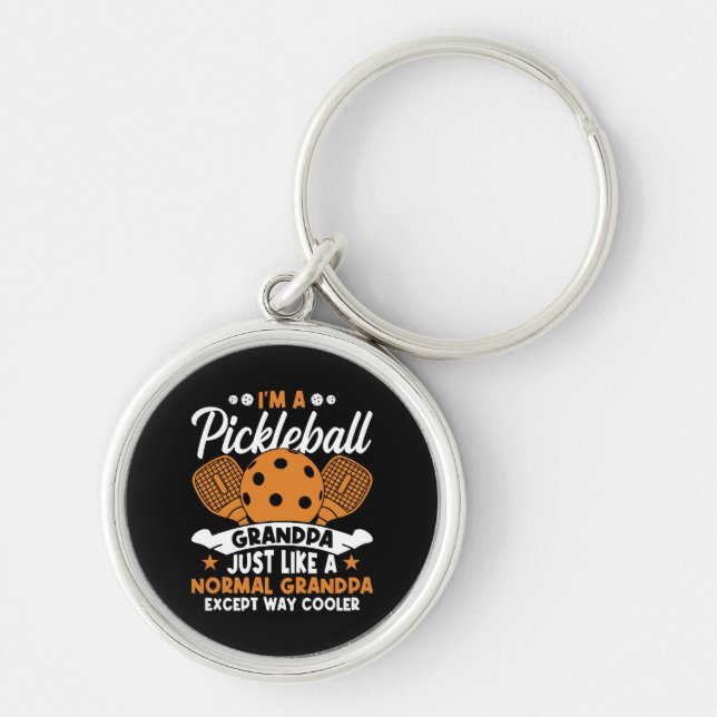 Cool Pickleball Grandpa Player Keychain (Front)