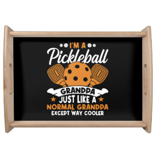 Cool Pickleball Grandpa Player Serving Tray