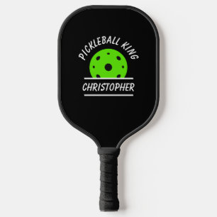 Cool Pickleball King Name Text Ball Black Sports Paddle