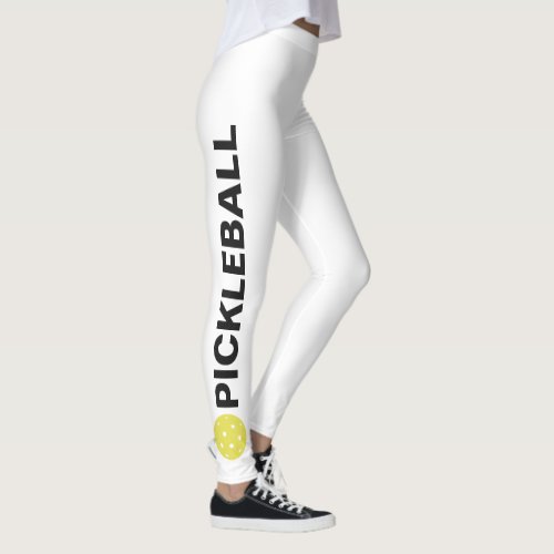 Cool Pickleball Leggings Yellow Ball Custom Text