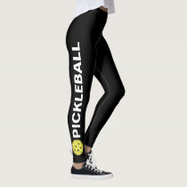 Cool Pickleball Leggings Yellow Ball Custom Text Cool Pickleball Leggings Yellow Ball Custom Text