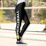 Cool Pickleball Leggings Yellow Ball Custom Text<br><div class="desc">The perfect leggings for pickleball enthusiasts. High quality leggings with the word PICKLEBALL and a yellow pickleball on each side. Fun for casual social play or tournament match play - easily change the background color to match your club/team's colors. Just click on customize and scroll down to the color picker....</div>