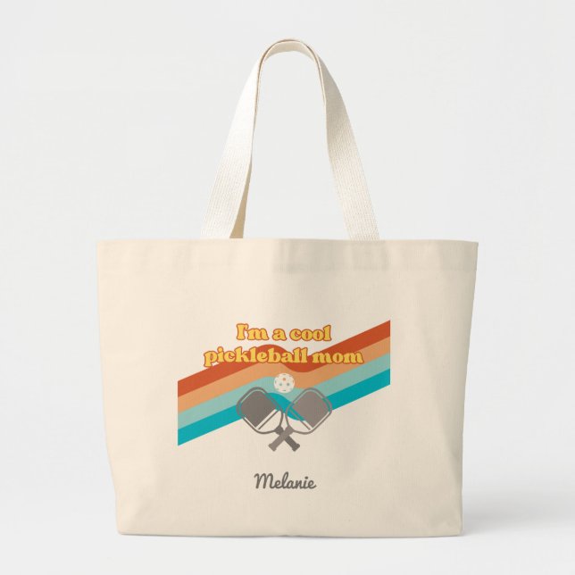 Cool Pickleball Mom Tote Bag Large Retro (Front)