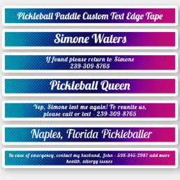 Cool Pickleball Paddle Edge Tape Custom Name ICE Sticker