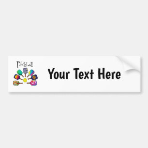 Cool Pickleball Paddle Sports Rainbow Bumper Sticker