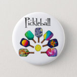 Cool Pickleball Paddle Sports Rainbow Button at Zazzle