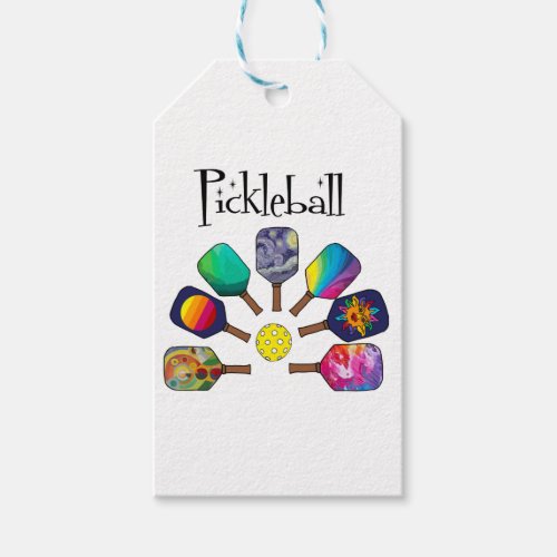 Cool Pickleball Paddle Sports Rainbow Gift Tags