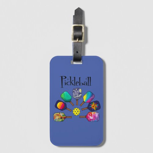 Cool Pickleball Paddle Sports Rainbow Luggage Tag