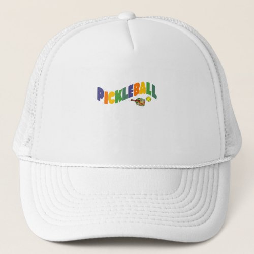 Cool Pickleball Paddle Wavy Text Art Trucker Hat