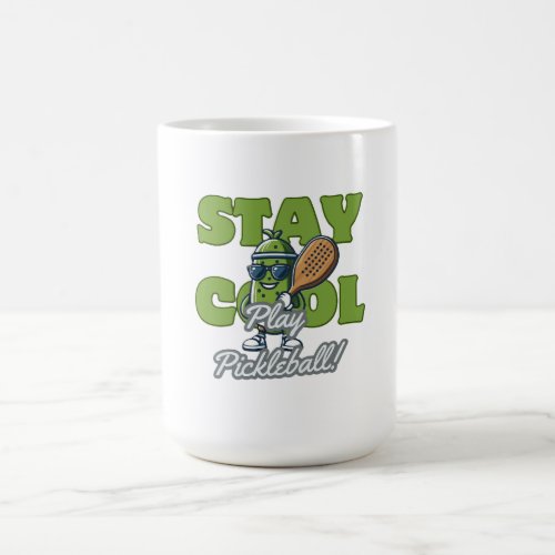 Cool Pickleball Pickle Cartoon Coffee Mug