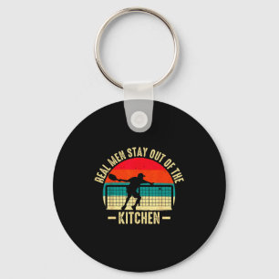 Cool pickleball real men stay out kitchen paddle keychain
