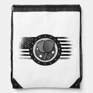 Cool Pickleball Sport USA Grunge Flag - Pickleball Drawstring Bag