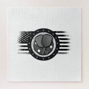 Cool Pickleball Sport USA Grunge Flag - Pickleball Jigsaw Puzzle