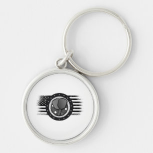 Cool Pickleball Sport USA Grunge Flag - Pickleball Keychain