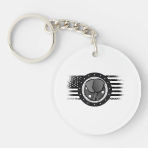 Cool Pickleball Sport USA Grunge Flag - Pickleball Keychain