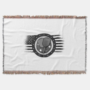 Cool Pickleball Sport USA Grunge Flag - Pickleball Throw Blanket
