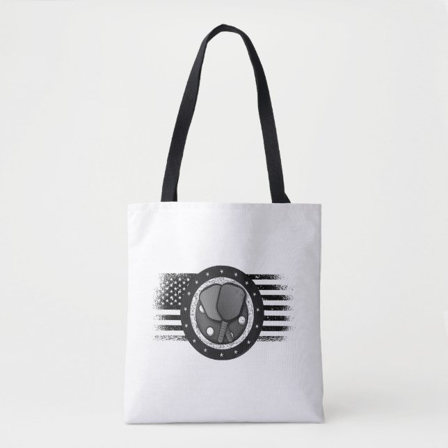 Cool Pickleball Sport USA Grunge Flag - Pickleball Tote Bag (Front)