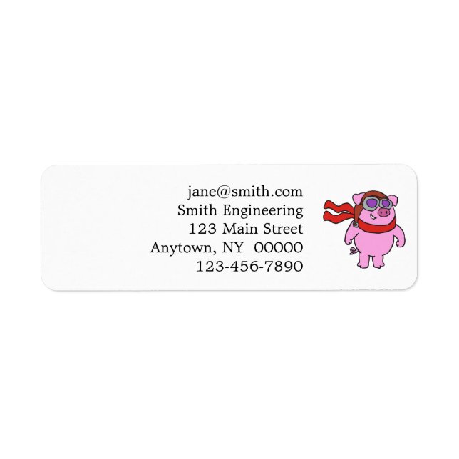 Cool Pig Aviator cartoon | choose background color Label (Front)