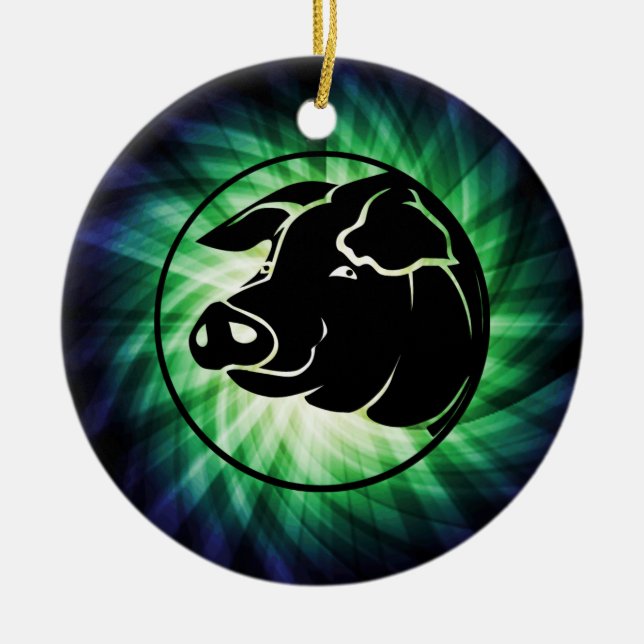 Cool Pig Head Ceramic Ornament (Front)