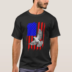 Cool Pigeon Design Men Women Patriotic US Flag Pig T-Shirt
