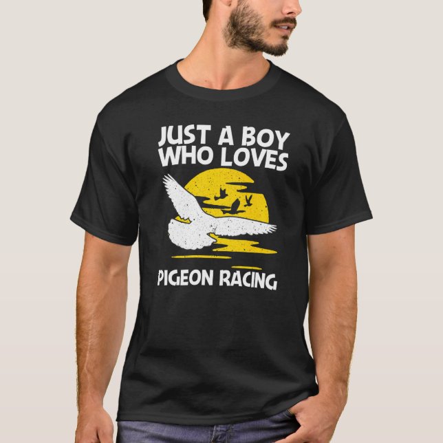 Cool Pigeon Racing For Boys Kids Homing Pigeon Rac T-Shirt (Front)