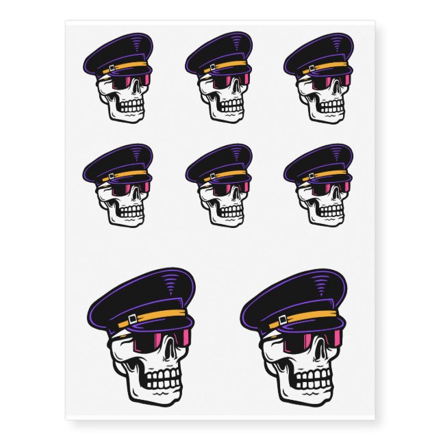 Cool Pilot Skull Temporary Tattoos (Front)