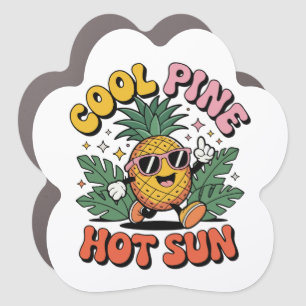 Cool Pine Hot Sun Retro Pineapple Summer Vibes Car Magnet