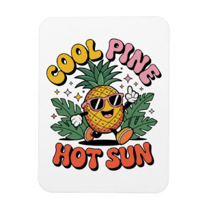 Cool Pine Hot Sun Retro Pineapple Summer Vibes Magnet