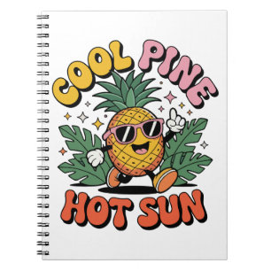 Cool Pine Hot Sun Retro Pineapple Summer Vibes Notebook