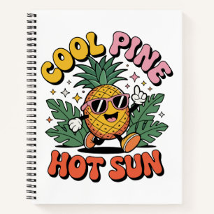 Cool Pine Hot Sun Retro Pineapple Summer Vibes Notebook