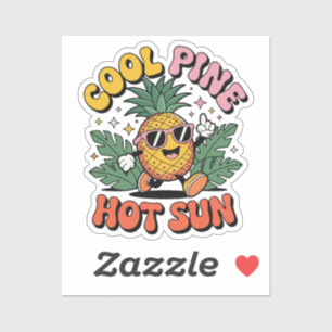 Cool Pine Hot Sun Retro Pineapple Summer Vibes Sticker