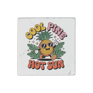 Cool Pine Hot Sun Retro Pineapple Summer Vibes Stone Magnet