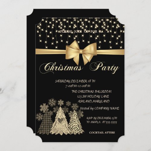 Cool Pine Trees Bow Company Christmas Party  Invitation