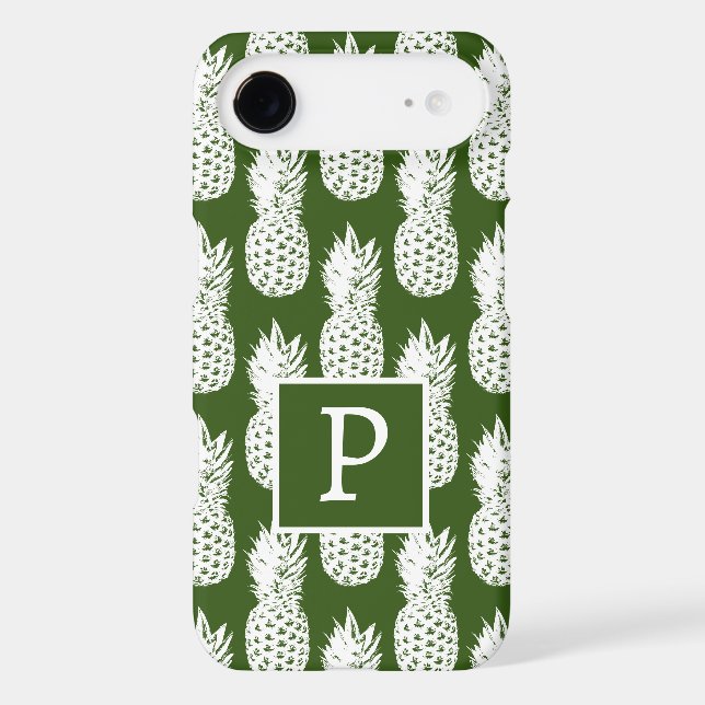 Cool pineapple ananas pattern custom monogram iphone case (Back)
