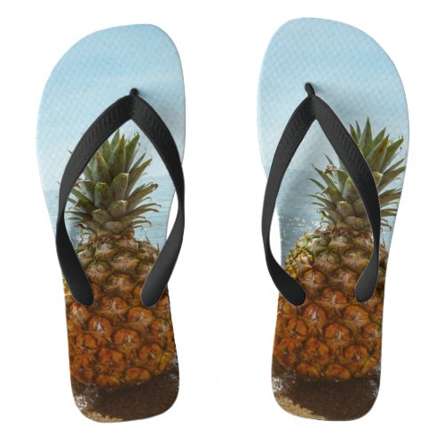Cool Pineapple by the Ocean Picture Flip Flops