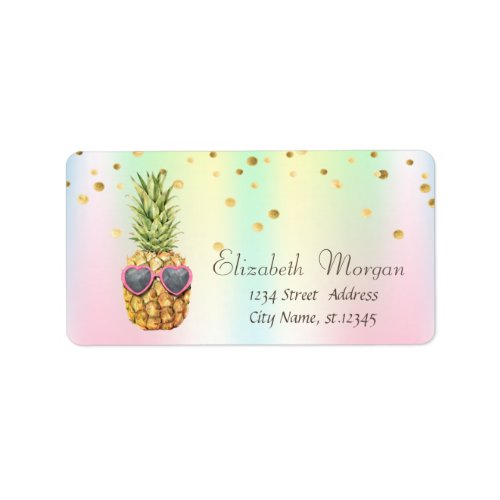Cool Pineapple Confetti Holographic  Label