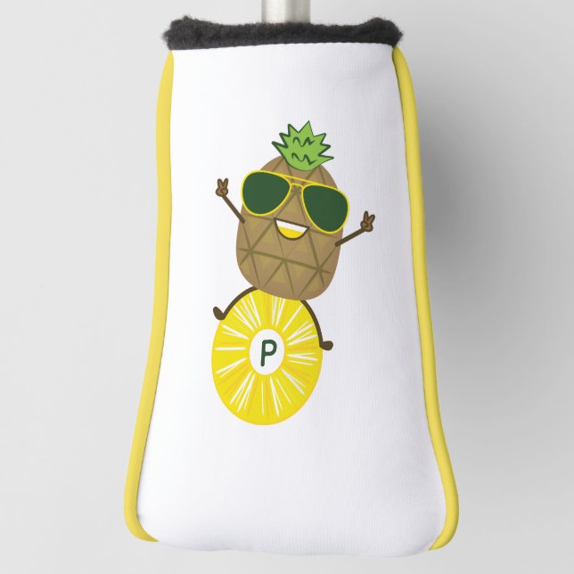 Cool Pineapple Dude Rolling on a Pineapple Ring Golf Head Cover (Rotate 90)