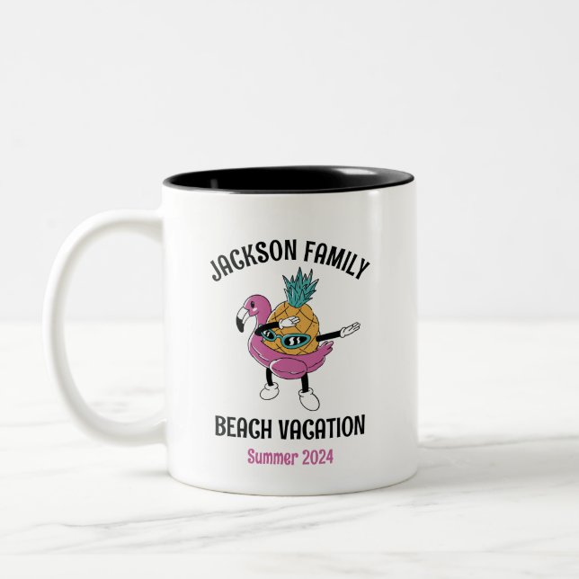 Cool Pineapple Family Reunion Trip Beach Vacation Two-Tone Coffee Mug (Left)
