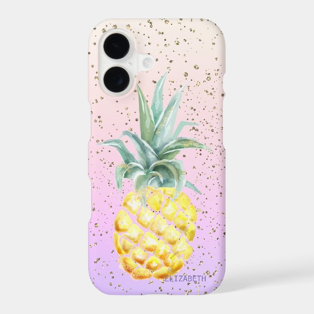 Cool Pineapple Gold Confetti Iphone Case (Back)