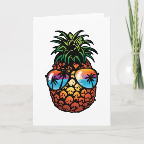 Cool Pineapple Lover Tropical Hawaii Beach Trip Card