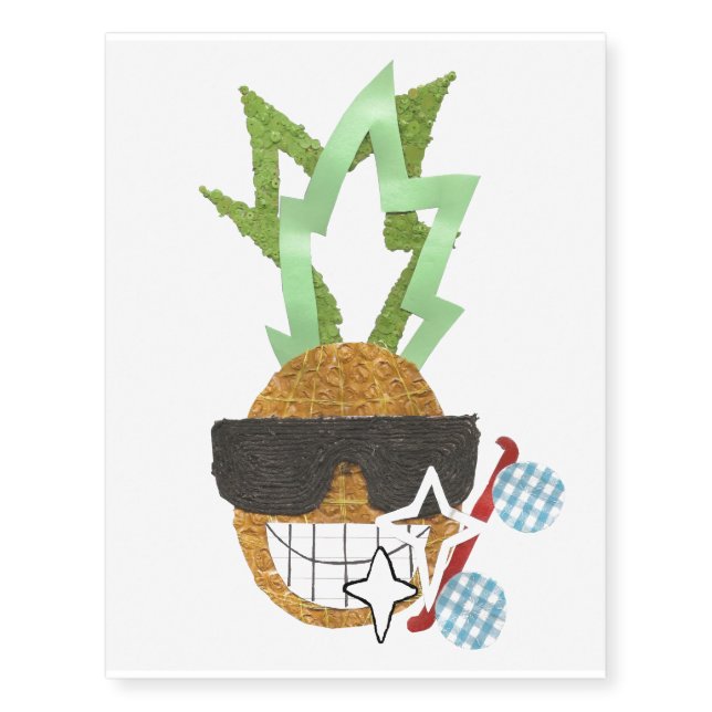 Cool Pineapple No Background Temporary Tattoo (Front)