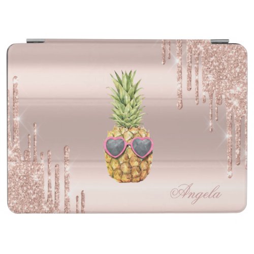Cool Pineapple Rose Gold Glitter Drips iPad Air Cover