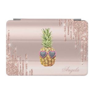 Cool Pineapple Rose Gold Glitter Drips iPad Mini Cover