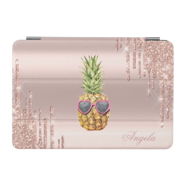 Cool Pineapple Rose Gold Glitter Drips iPad Mini Cover (Horizontal)