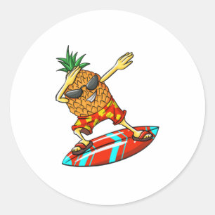Cool Pineapple Surfing Funny Fruit Surfer Fan Classic Round Sticker