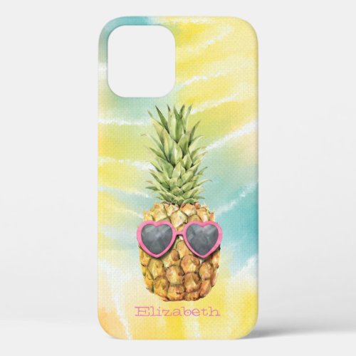 Cool Pineapple Watercolor Rainbow Tie Dye  iPhone 12 Case