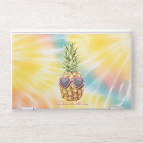 Cool Pineapple Watercolor Rainbow Tie Dye HP Laptop Skin