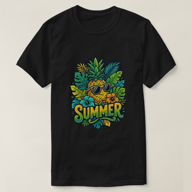 Cool Pineapple Wearing Sunglasses - cute summer  T-Shirt (Design Front)