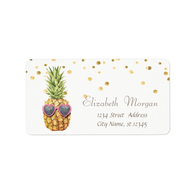 Cool Pineapple White,Gold Foil Confetti  Label (Front)