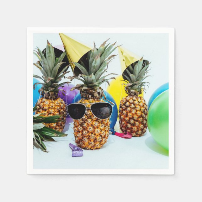 Cool Pineapple with Sunglasses Paper Napkin (Front)